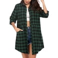 thumbnail image 2 of Camisa de manga larga a cuadros para mujer, camisa a cuadros, blusa de verano, camisa casual, 2 of 7
