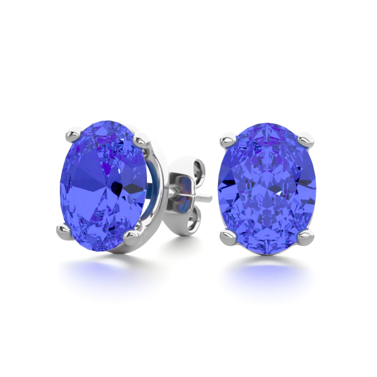 Gem Stone King 0.24 Ct Round 3mm Blue Tanzanite 14K Yellow Gold Stud Earrings with Cultured Freshwater Pearls