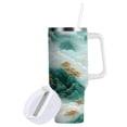 thumbnail image 2 of White Clouds Green Mountains Tumbler with Handle and Straw Lid 30 oz Insulated Vacuum Water Bottle Stainless Steel Travel Cup, 2 of 9