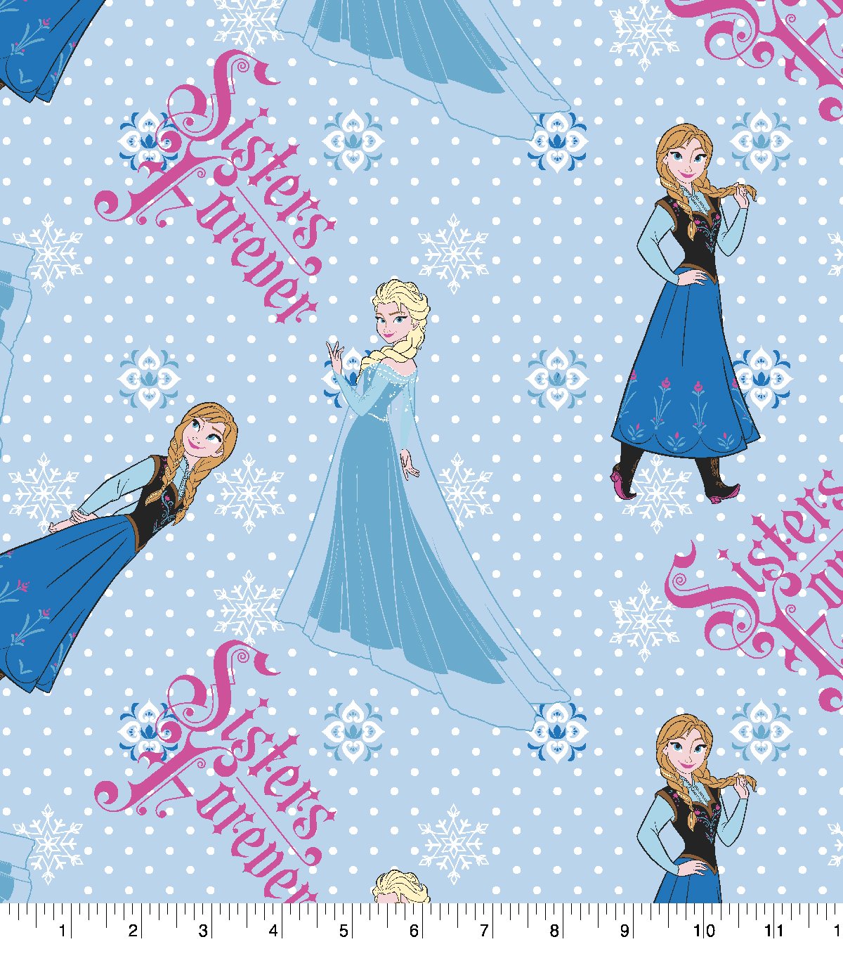 Disney PRE-CUT Fabric Frozen Sisters Ice Skating Heart Frame Springs Creative