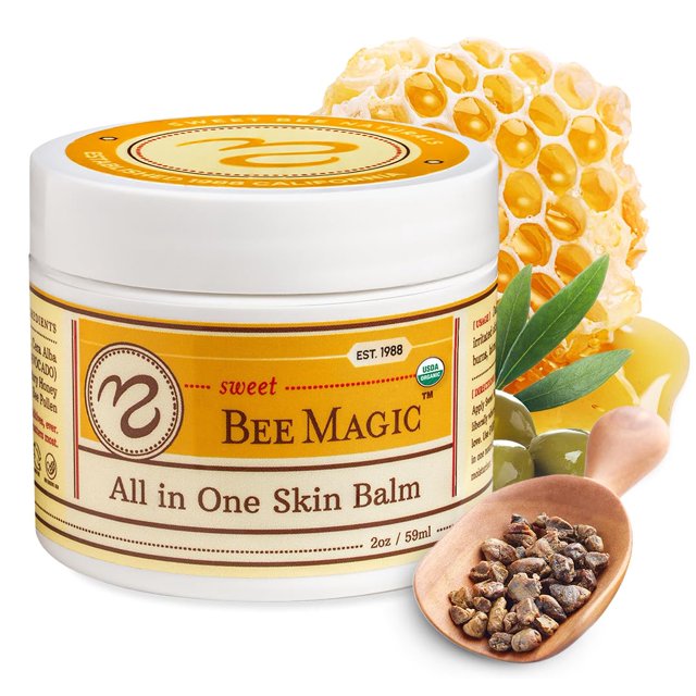 Sweet Bee Naturals - Bálsamo orgánico curativo para la piel todo en uno Sweet Bee Magic. Organic Skin Aid Lote pequeño elaborado en EE. UU. orgánico All Natural Skin Aid - Frasco de 2 onzas