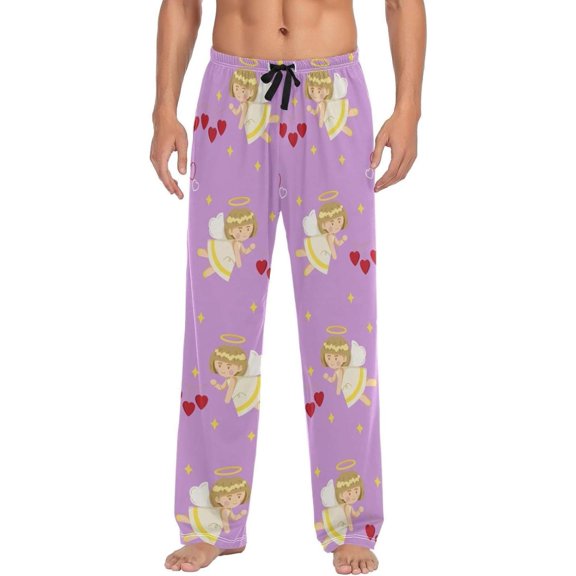 Valentine Heart Pattern Ghost Pajama Pants, Men's Lounge Pants Light with Drawstring and Pockets, Christmas New Year Birthday Father's Day Gifts, Small