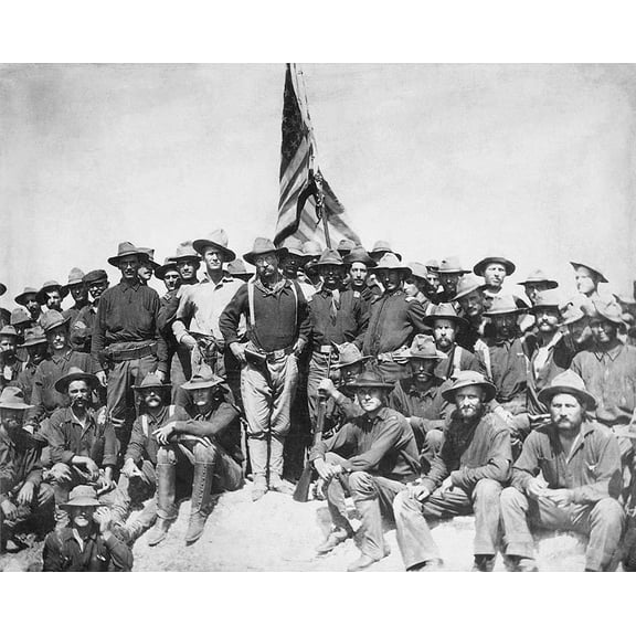 Teddy Roosevelt and the Rough Riders 1898 - Style A - 12x18 Inch Laminated Poster - Stunning Detail and Bold Colors