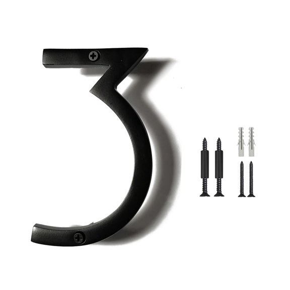 Números para casa NACH flotantes de aluminio negro de 6 pulgadas, número 3