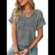 thumbnail image 2 of Blusas Elegantes e Informales de Corta para Mujer, Modernas, de Verano, con Cuello en V, Holgadas y A Rayas. Negro M, 2 of 9