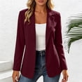 thumbnail image 4 of Floleo Women's Open-Front Notched Lapel Blazer, Long Sleeve Tailored Casual Jacket In Multiple Solid Colors(Wine,L), 4 of 5