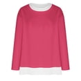 thumbnail image 4 of Ltctricy Women's Long Sleeve Shirts Trendy Crew Neck 2 in 1 Tee Tops Casual Loose Blouses Fall Winter Fashion Clothes(Hot Pink,Small), 4 of 5