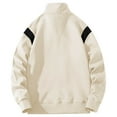 thumbnail image 4 of cfhntfmh Men's Quarter Zip Sweatshirt Casual Mock Neck Long Sleeve Color Block Pullover Sweatshirt Fall Oversized Basic Tops, 4 of 7