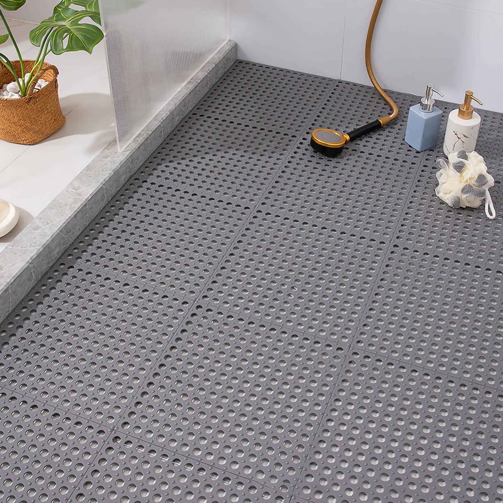 Floor Mats,10PCS Suction Cup Floor Bath Mat Mosaic Bath Mat High