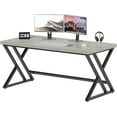 thumbnail image 6 of LVB Grey Computer Office Desk,  Wood PC Gaming Gray Desk for Home Office, Modern Wooden Metal Study Work Bedroom Table, Farmhouse Executive Writing Desk with Storage, 55 Inch, Light Grey Oak, 6 of 17