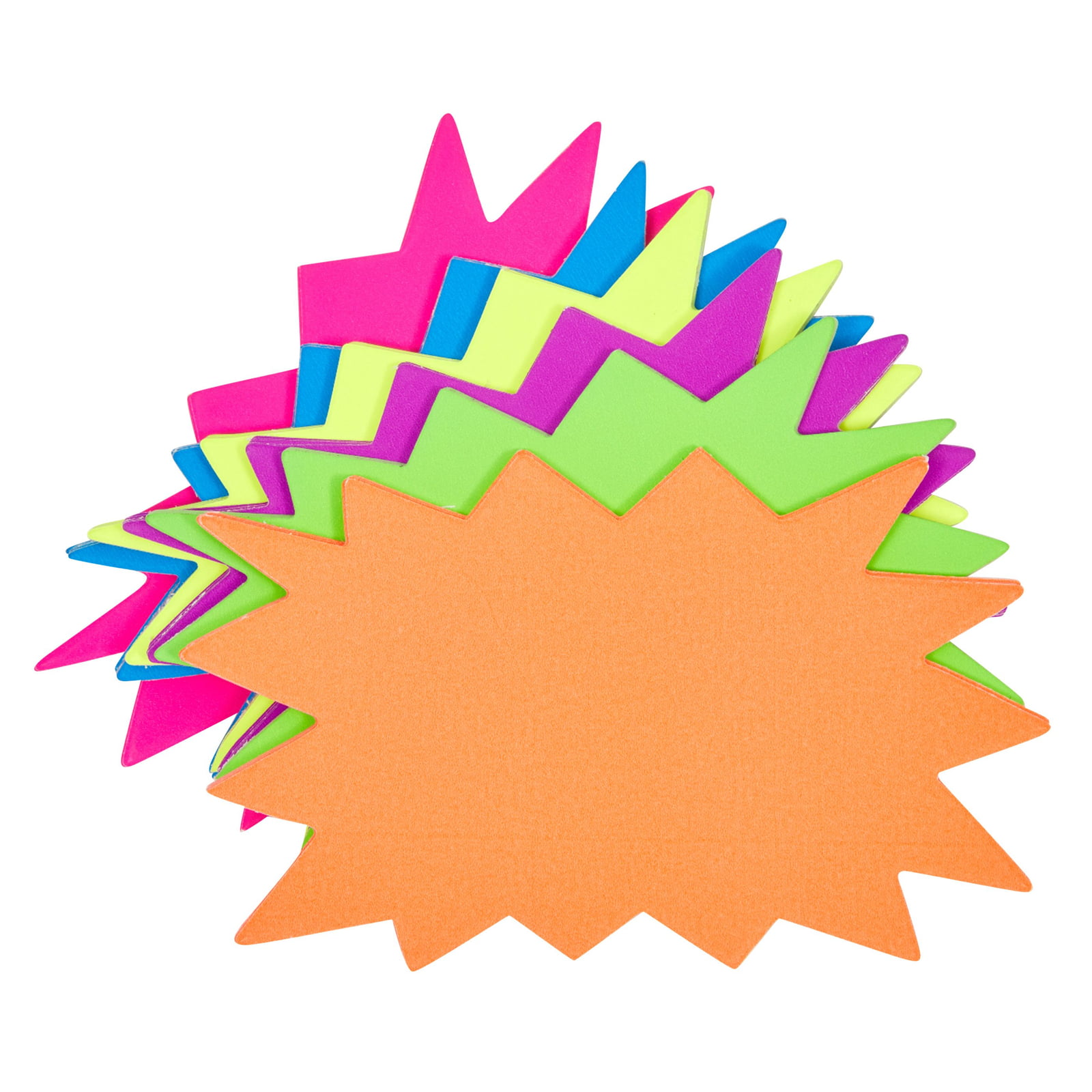 4"x4" Round 50pk Fluorescent Starburst Price Neon Retail Tags Cards Signs NEW 