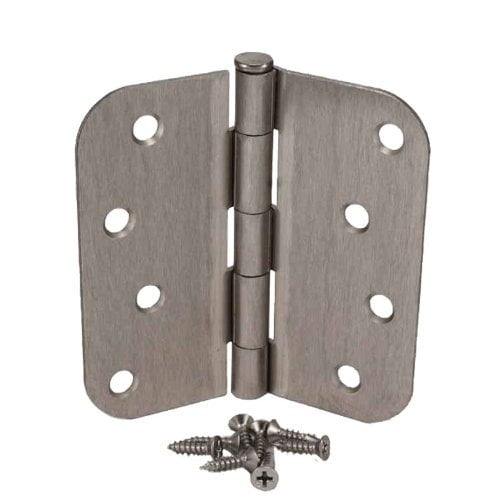(Pack of 6) 4 Inch Satin Nickel Door Hinges with 5/8" Radius Corners