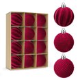 thumbnail image 2 of ZhyrZng Christmas Burgundy Ball Christmas Ornaments 12PC Velvet Christmas Balls Flocked Christmas Tree Ball Ornaments Plastic Balls Xmas Hanging Ornaments Christmas Tree Decoration 2.4 Inch, 2 of 7