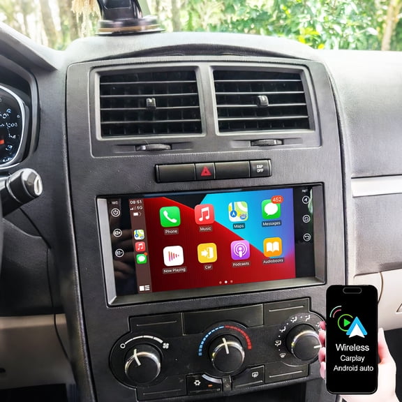 Eforcase Car Radio for Dodge Charger 2007-2010, 7inch IPS Touchscreen Car Stereo with Wireless Carplay Android Auto Mirror Link GPS WiFi Bluetooth FM/RDS EQ SWC Backup Camera