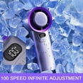 thumbnail image 3 of Ice Cooling Turbo Handheld Fan, 1-100 Speed Portable Mini Fan - 3600mAh Rechargeable, For Women Men Travel Camping Outdoor, 3 of 5