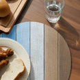thumbnail image 3 of Blue Brown Round 13 Inch Placemats Set of 4, Gradient Wood Grain Farmhouse Country HeatResistant Non Slip Place Mats for Dining Table, Wipeable Braided Kitchen Table Mats for Housewarming, 3 of 9