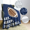 thumbnail image 4 of Sports Fleece Blanket 60" x 80" Eat Sleep Football Navy Blue Lightweight Fuzzy Cozy Soft Warm Throw for Man Boy Teen, Air Conditioning, 4 of 6