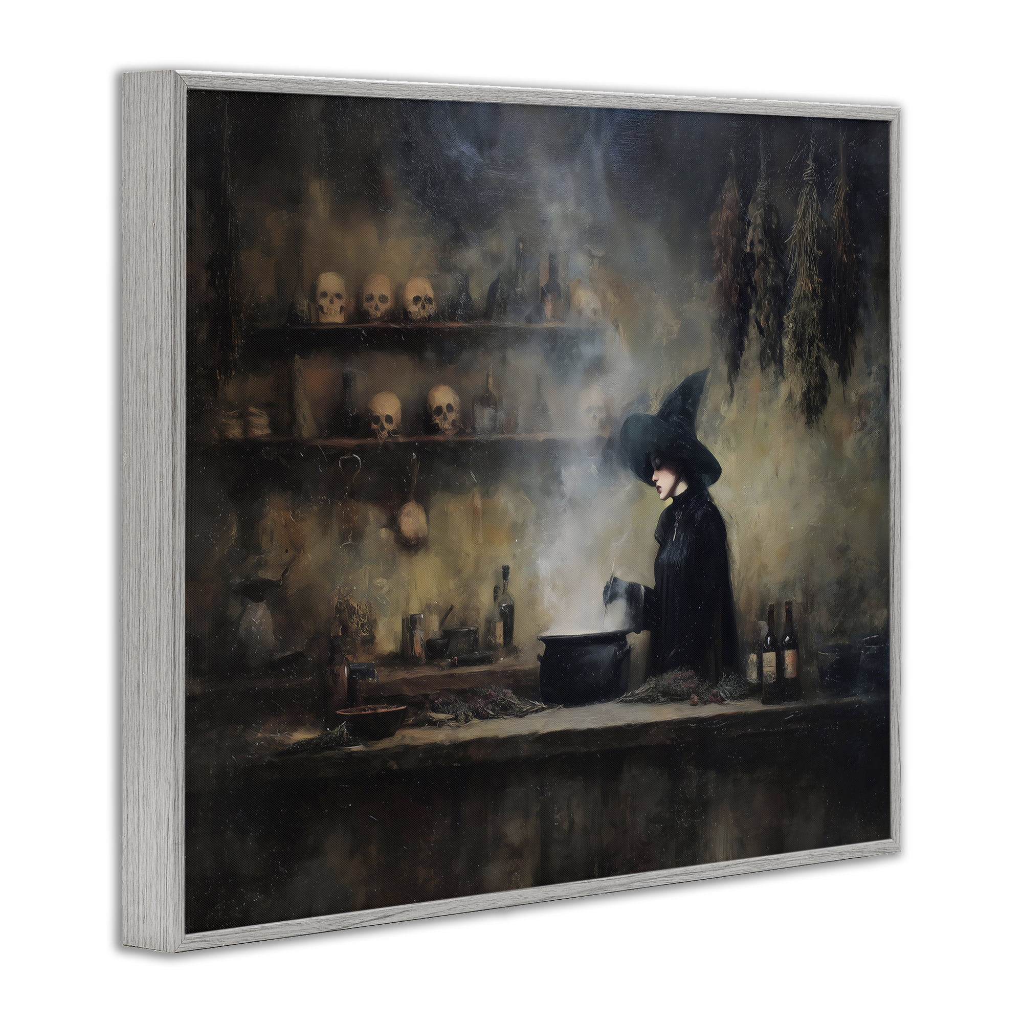 Witch's Cauldron Brew Gray Framed Giclee Art, design by Arlington Prints