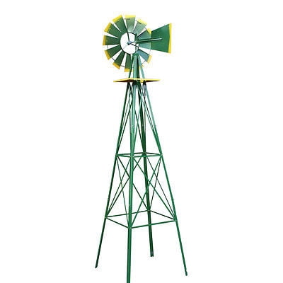TheBest 8Ft Tall Windmill Ornamental Wind Wheel Green And Yellow Garden Weather Vane... by