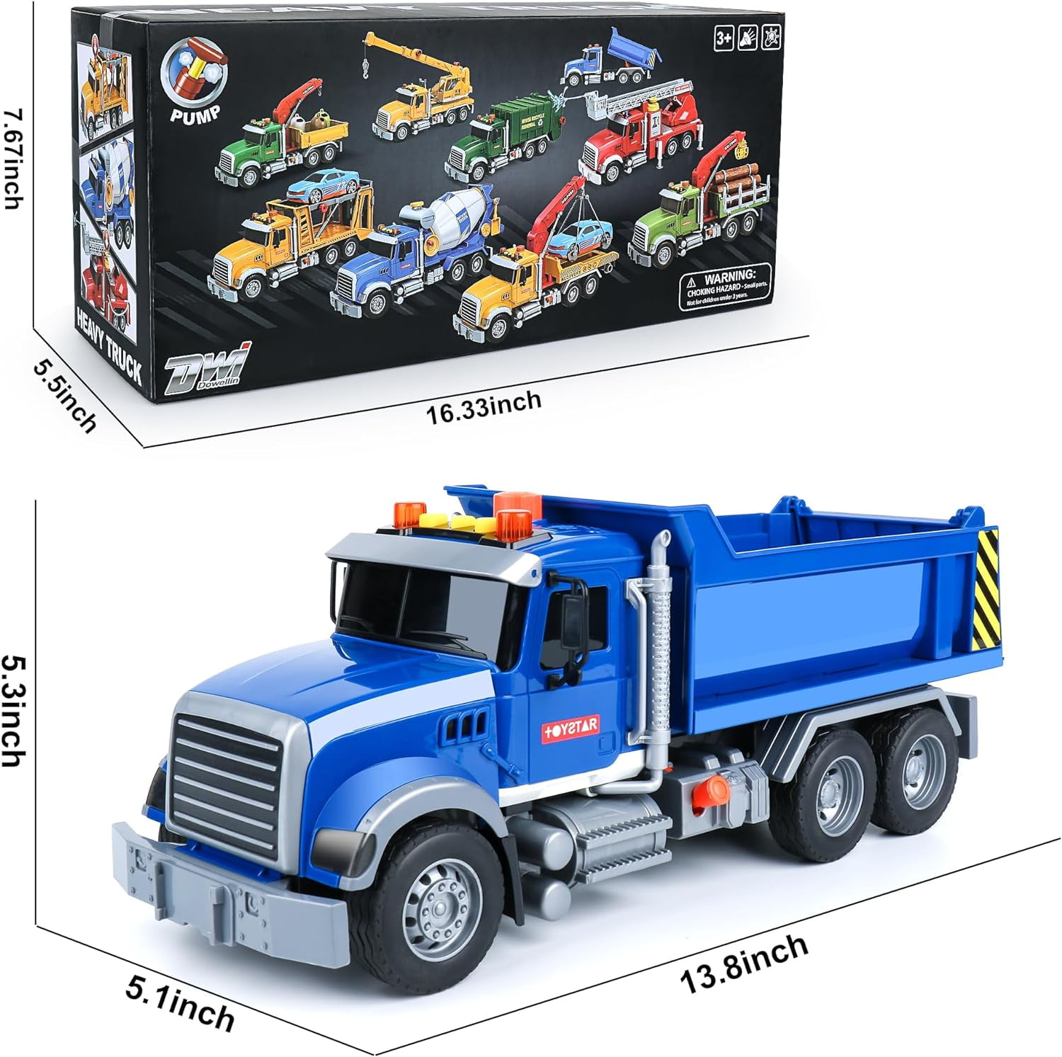 Toddler Truck Toys for Boys Age 3-6, Dump Truck with Lights and Sounds for Kids Boy Christmas Birthday Gift