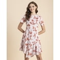 thumbnail image 2 of Moomaya Short Sleeve Asymmetric Printed Dress - Women's Trendy Casual Dress, 2 of 9