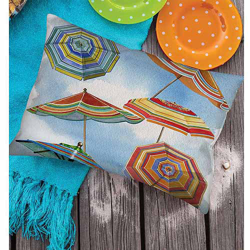 Thumbprintz Blue Skies Umbrellas Outdoor Decorative Throw Pillow