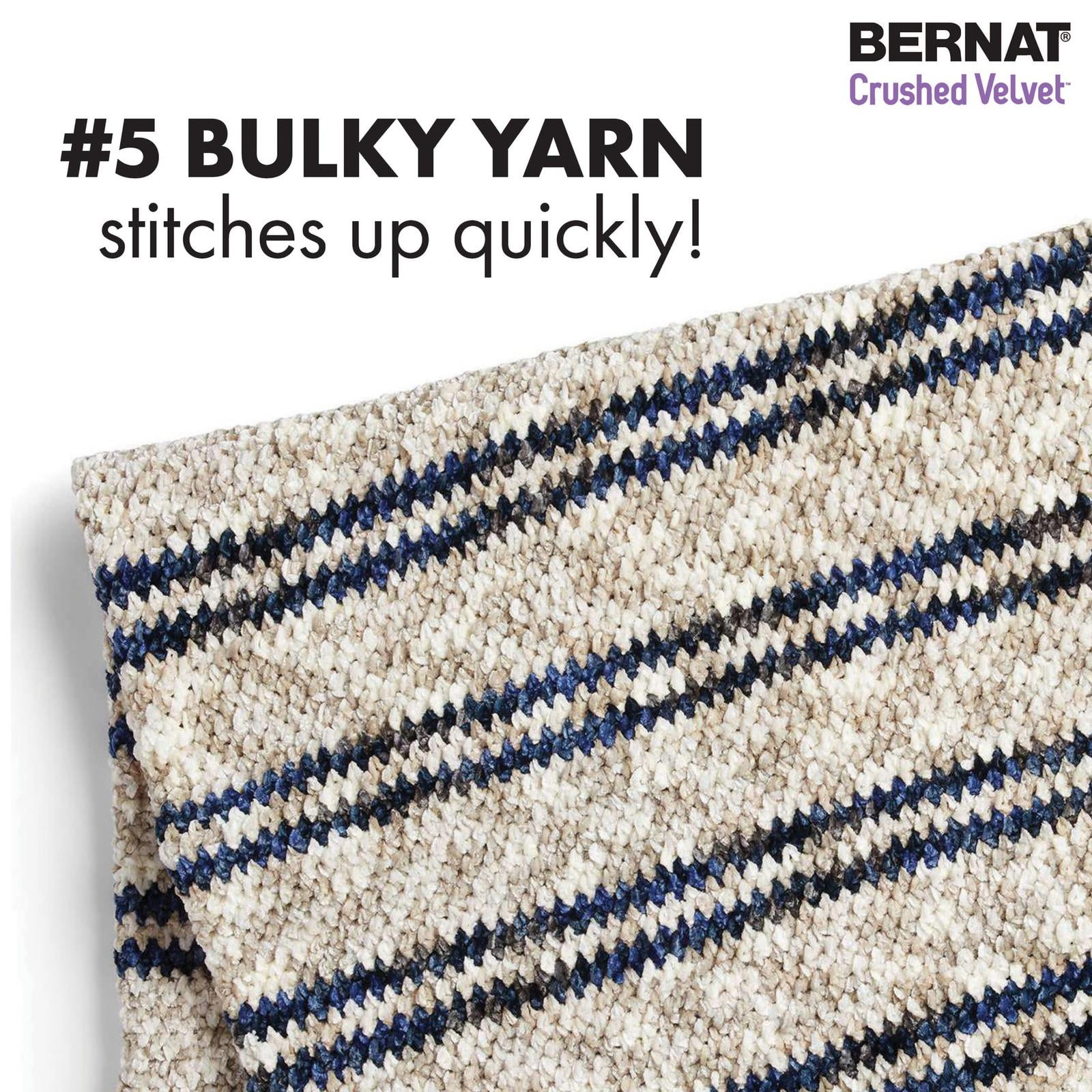 Bernat® Crushed Velvet™ Yarn, Polyester #5 Bulky, 10.5oz/300g, 315 Yards, Soft multi-tonal velvet yarn
