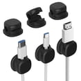 thumbnail image 1 of Organizador de cables para escritorio pack de 3 clips adhesivos negros para gestión de cargadores ideal para oficina coche y mesita de noche, 1 of 7