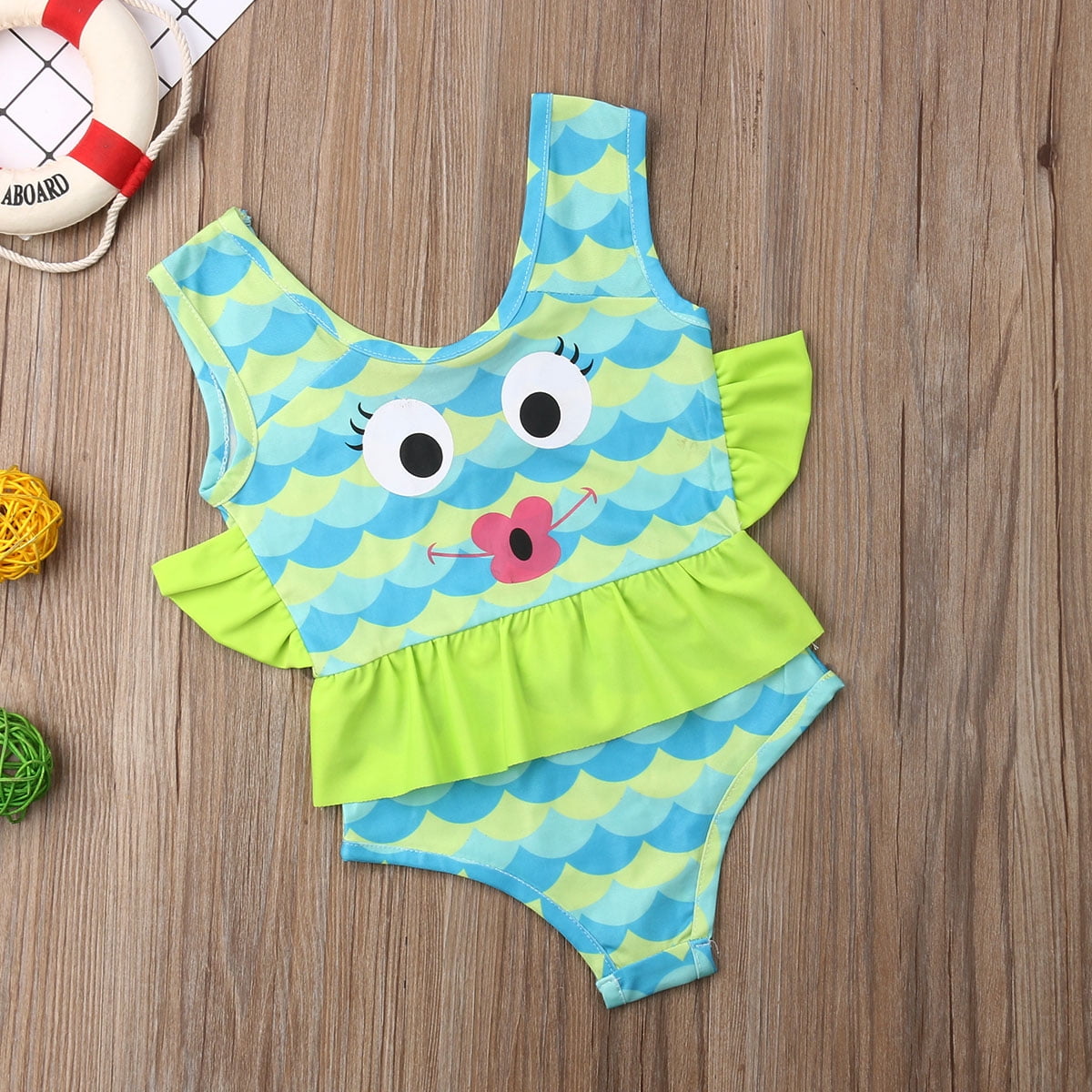 Gaono One Piece Swimsuits Cute Fish Scale Printed Bathing Suit Beach