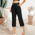 thumbnail image 3 of cocolona Womens Summer Casual High Waist Plus Size Capri Pants Elastic Waist Straight Wide Leg Cropped Pants with Pockets, 3 of 5