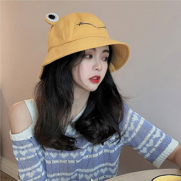 Wweixi Women Fashion Frog Bucket Hat New Summer Hat Female Parent-Child  Frog Fishing Cap Korean Wild Cute Sun Hat Big Eyes Bucket Hat No.3