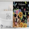 thumbnail image 2 of Spring Dog Shower Curtain Set - Long 72" x 84" Washable Bathtub Curtain with 12 Hooks, Black Watercolor Botanical Floral Sunflower Waterproof Fabric Stall Shower Curtains for Bathroom/Bathtub Décor, 2 of 6