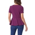 thumbnail image 3 of INSPIRAR CHIC Blusa de Peplum para Mujer de Manga Corta Cuello Redondo Primavera Verano Stretch S Púrpura, 3 of 6