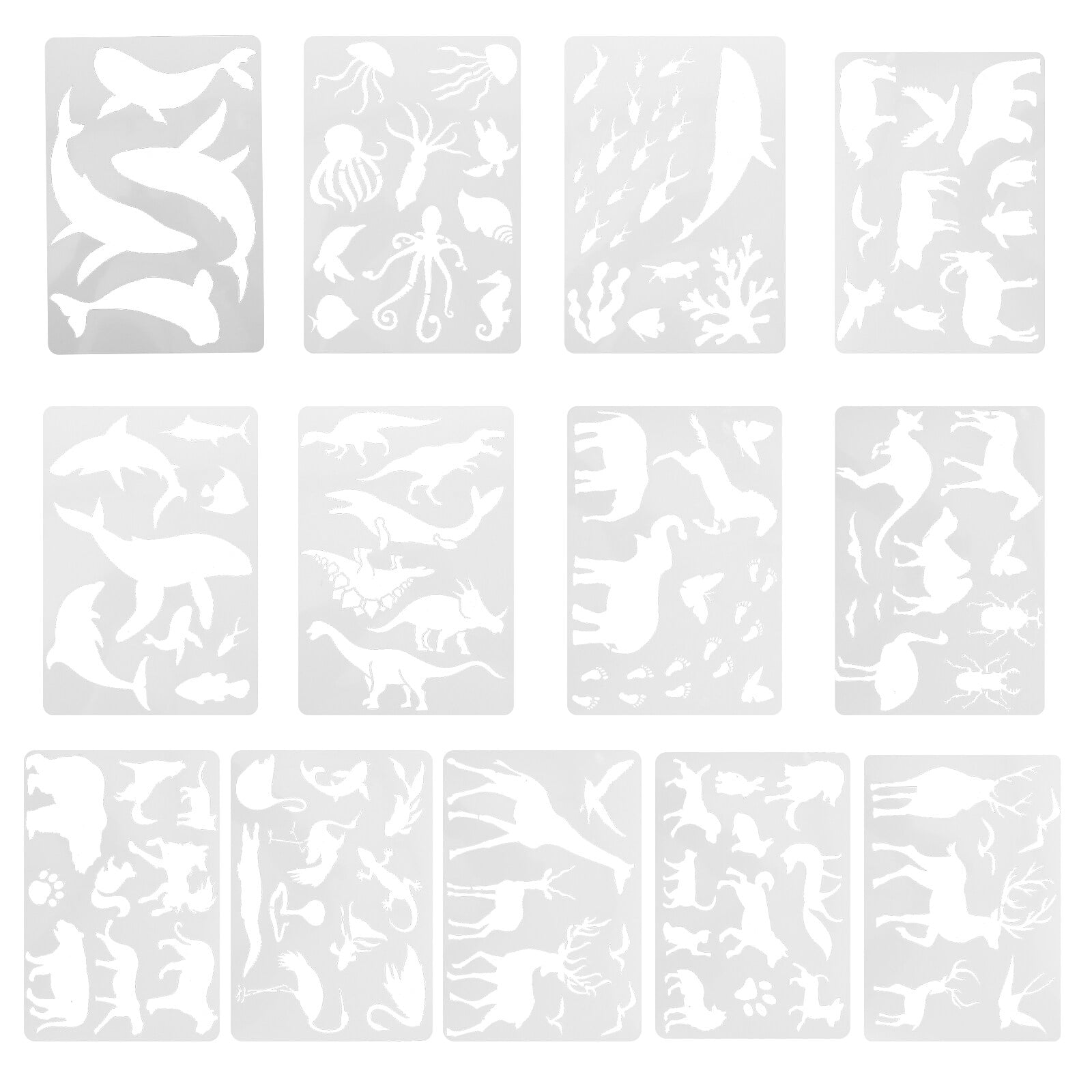 13 Sheets Animal Hollow Stencils Kids Reusable Painting Templates for ...