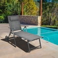 thumbnail image 3 of Patiojoy Chaise Longue de Patio Chaise d'Extérieur Inclinable avec Coussin de Cou et Roues Gris, 3 of 6
