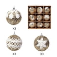thumbnail image 2 of Pnmtdaia 9 Pcs Gold White Glitter Snowflake Pattern Christmas Hanging Balls, Shatterproof Xmas Tree Decorations for Indoor Outdoor Holiday Display, 2 of 5