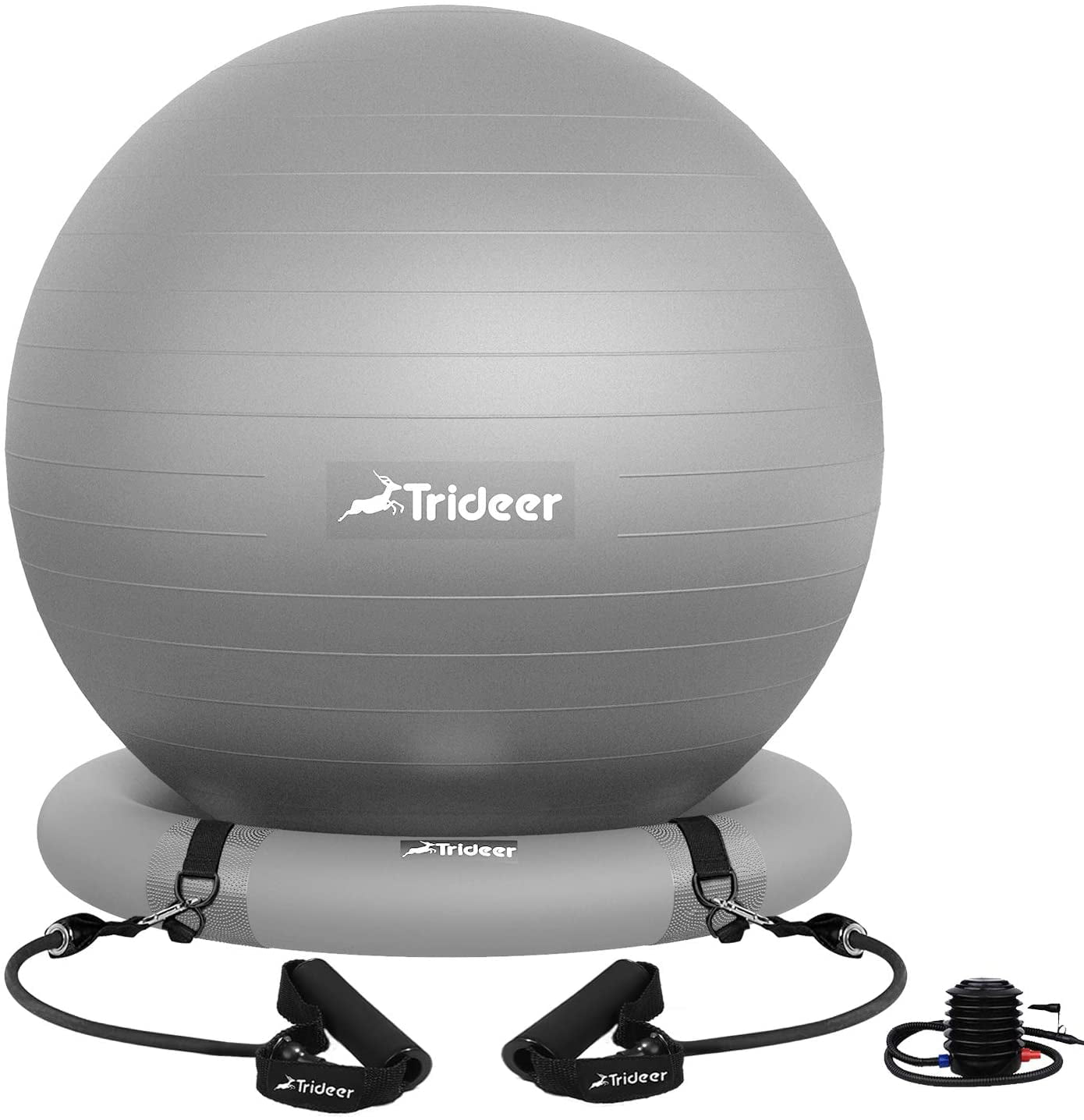 Trideer Ball Chair Exercise Stability Yoga Ball With Base For Home And Office Desk Ball Seat Flexible Seating With Ring Pump Improves Balance Back Pain Core Strength Posture