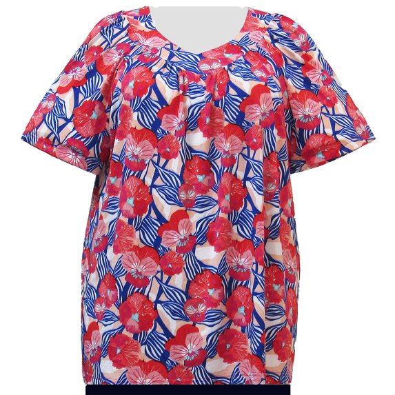 A Personal Touch Women's Plus Size V-Neck Pullover Top Strawberry Fields - 2X