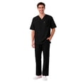 thumbnail image 4 of Domuza Scrubs for Men Set - V-Neck Scrub Top and Straight Leg Pants with Multiple Pockets Black L, 4 of 5