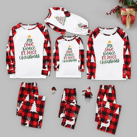 

CAICJ98 Christmas Gifts For Women Christmas Family Pajamas Matching Sets Classic Plaid Xmas Clothes Soft Outfit Sleepwear