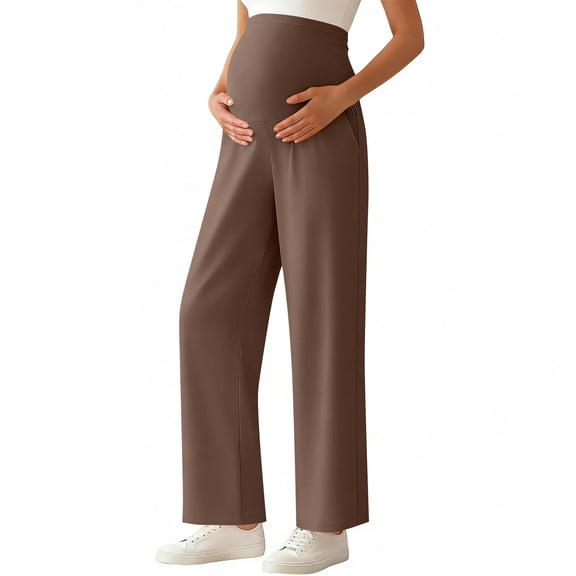 Maternity Trousers Over Bump Stretchy Pregnancy Yoga Pants Women's Lounge Straight Leg Pants with Pockets Maternity Clothes High Waisted Soft Stretchy Joggers Comfortable Bottoms for Work Workout