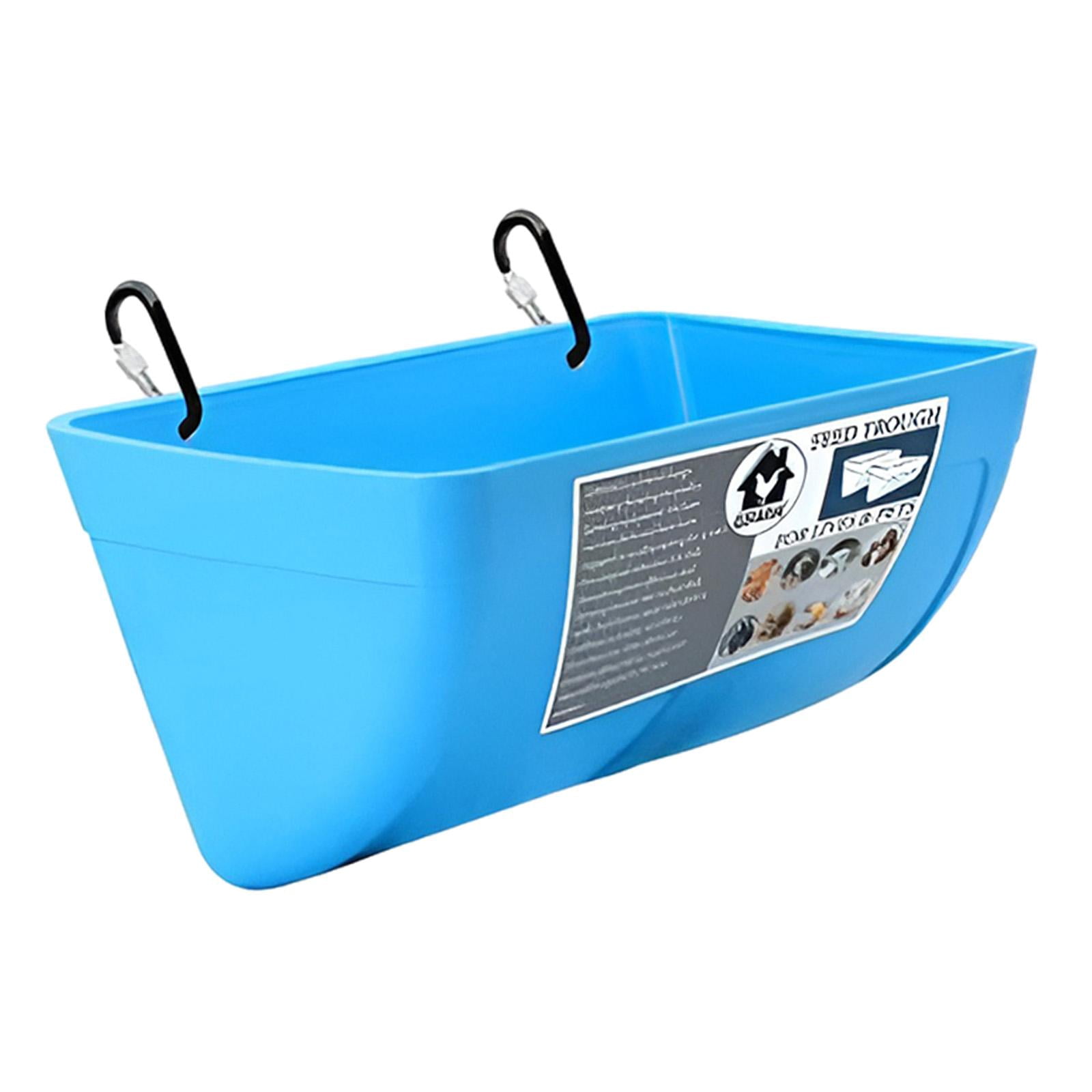 perfeclan Waterer, Bucket, Feeding Trough, Feeding Bowl, Automatic Feeder, Hanging Fence, Feeding Trough for Cats, Piglets, Hamsters, Small Animals Outdoor Black