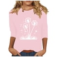 thumbnail image 1 of Plebaso Hauts pour Femmes Manches 3/4 Chemises Imprimées Décontractées Tuniques Col Rond Blouses pour Femmes, 1 of 4