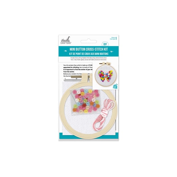 Mini Button Cross Stitch Kit: Butterfly
