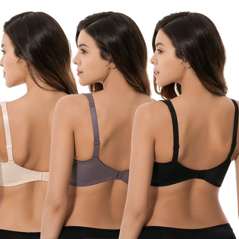 Embroidered Minimiser Twin Pack Bra In grey