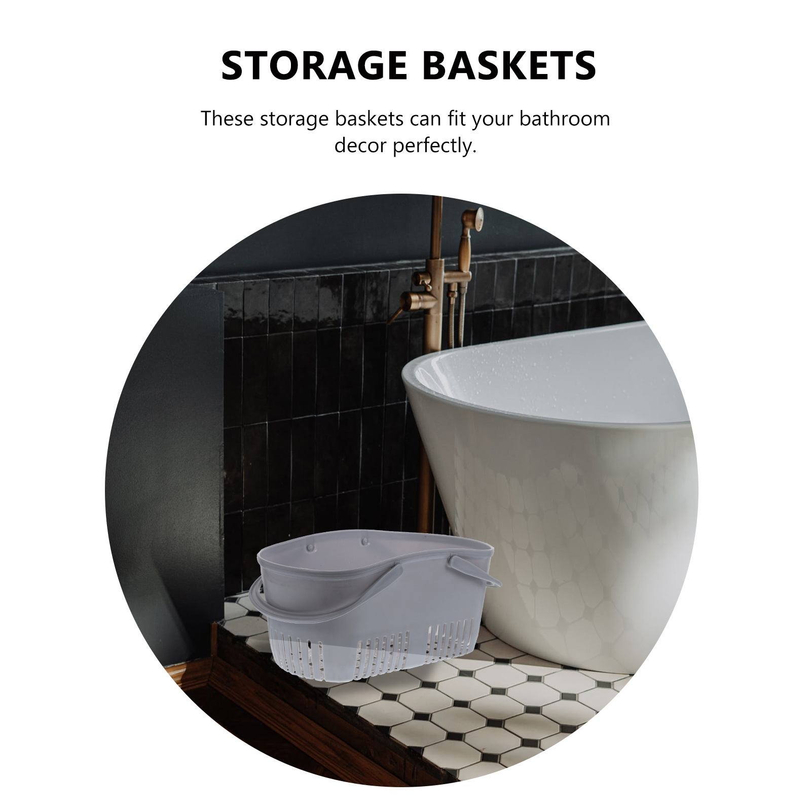 YSNOOWE Bathroom Storage Basket Grey Portable Shower Organizer with Stable Quality 3Pcs