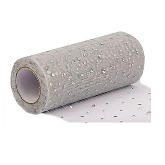 Jikaix 1 Rollo de Adorno de Purpurina Rollo de Tul Sin Olor Red Hilado Decoraciones de Guirnalda Cinta Transparente para Interiores