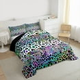 thumbnail image 3 of jejeloiu Leopard Print Queen Comforter Set,Abstract Cheetah Pattern Bedding Sets,Colorful Aesthetic Bedding Comforter Set For Men Women,Breathable Home Decor Reversible,3pcs, 3 of 8