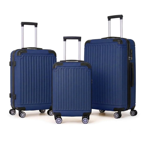 3-Piece ABS Hardshell Luggage Set - Lightweight Durable Suitcases with 4 Silent Spinner Wheels, TSA Lock & Scratch-Resistant Surface, 20"/24"/28", Navy Blue