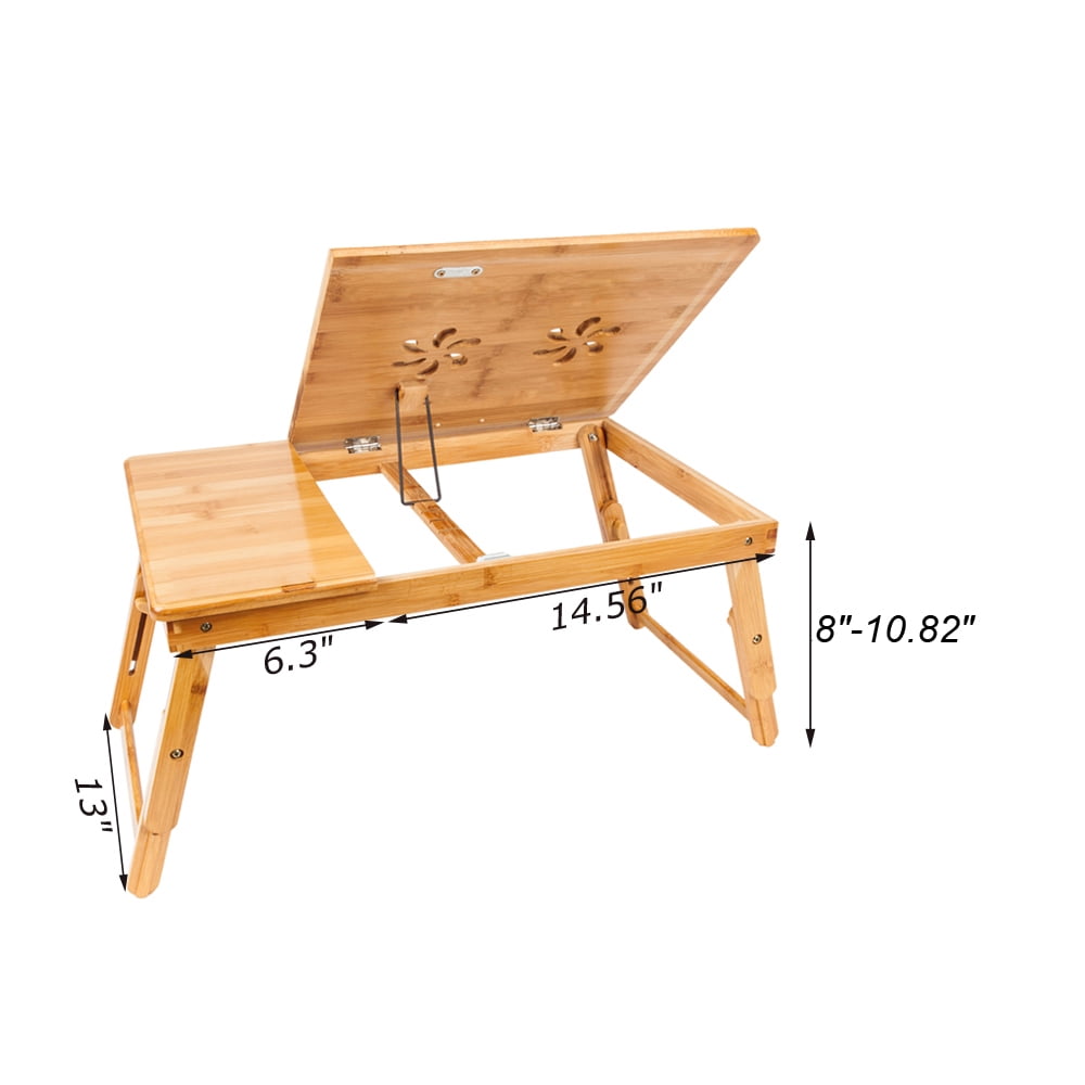 Kepooman Bamboo Laptop Desk, Adjustable Serving Bed Tray with Tilting Top, Wood Color Kepooman Bamboo Laptop Desk, Adjustable Serving Bed Tray with Tilting Top, Wood Color